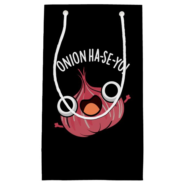 Onion Ha-se-yo Funny Korean Pun Dark BG Small Gift Bag (Front)