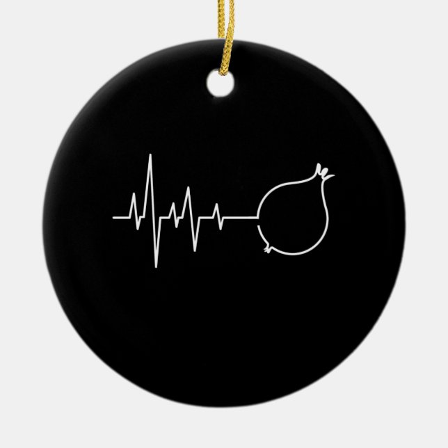 Onion Heartbeat Ceramic Ornament (Front)