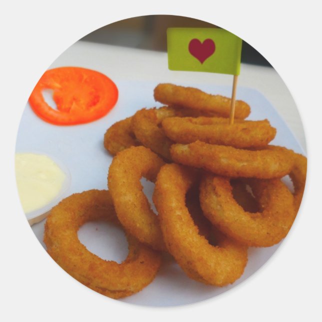 Onion Rings with Mayonnaise and Tomato Classic Round Sticker (Front)