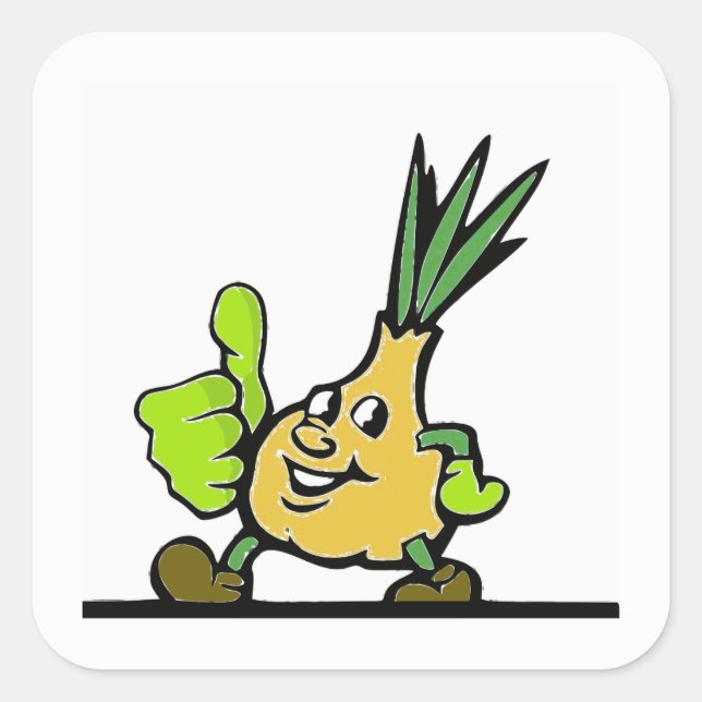 Onion With Thumbs Up Square Sticker (Front)