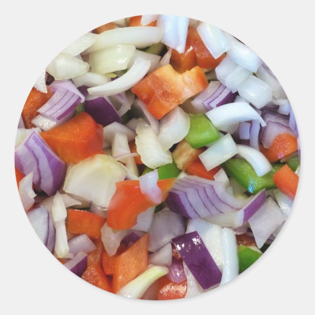 Onions and Bell Peppers Classic Round Sticker (Front)