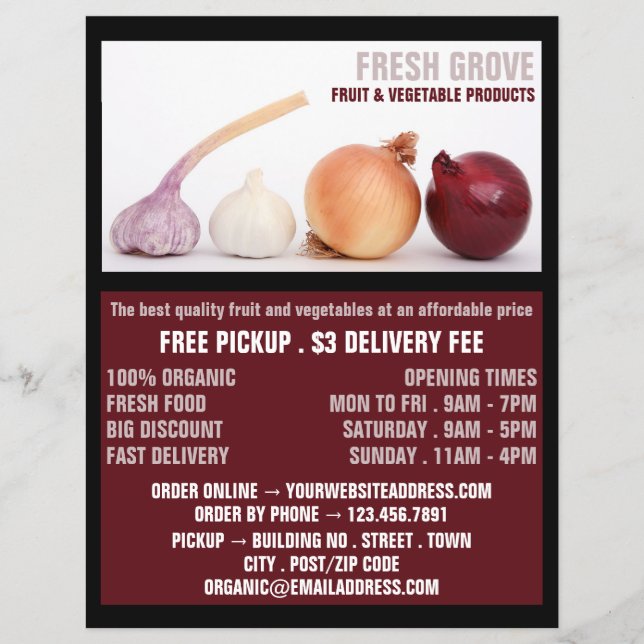 Onions & Garlic, Greengrocers Advertising Flyer (Front)