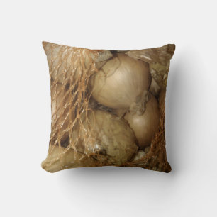 Onions in golden brown net, Food Vegetables Pillow