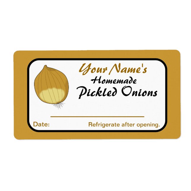 Onions Personalized Pickle Labels for Canning Jars (Front)