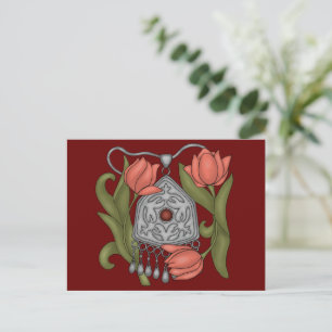 Onirzhyek kazakh decoration with tulips postcard