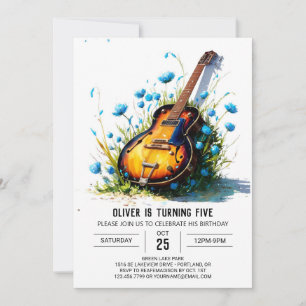 Online Blue Guitar Boy Birthday Invitation