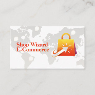 Online Click Shopping   E-Commerce   World Map Business Card