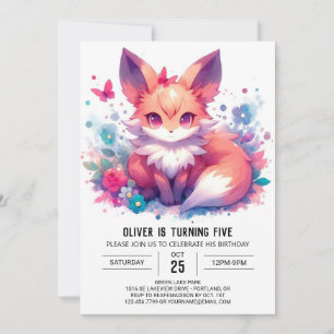 Online Elegant Fox Birthday Invitation