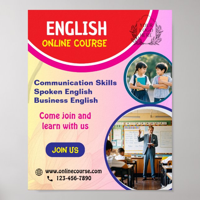 ONLINE ENGLISH COURSE POSTER (Front)