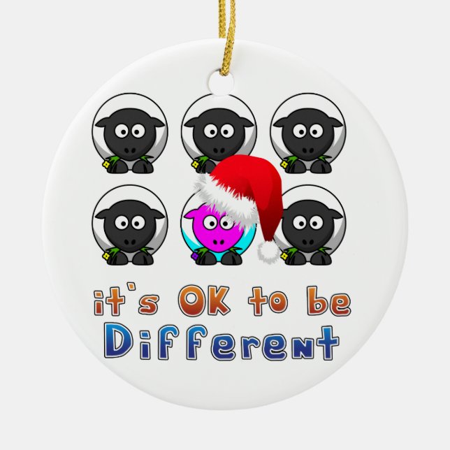 Online Farming Sheep Different Christmas Ceramic Ornament (Front)