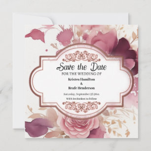 Online Floral Burgundy Save The Date