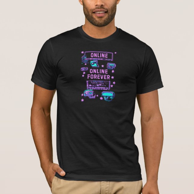 Online Forever Retro Pixel Tech Artwork T-Shirt (Front)