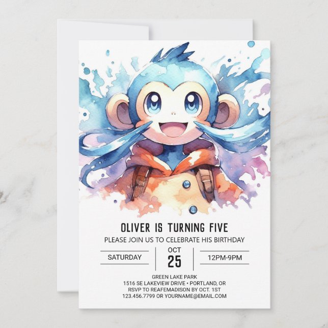 Online Joyful Monkey Birthday Invitation (Front)