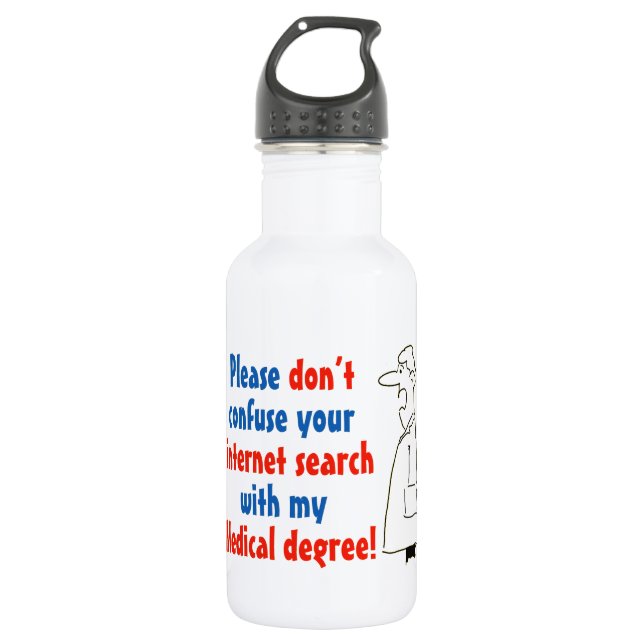 Online Medical Diagnosis Qualified Doctor Funny 532 Ml Water Bottle (Front)