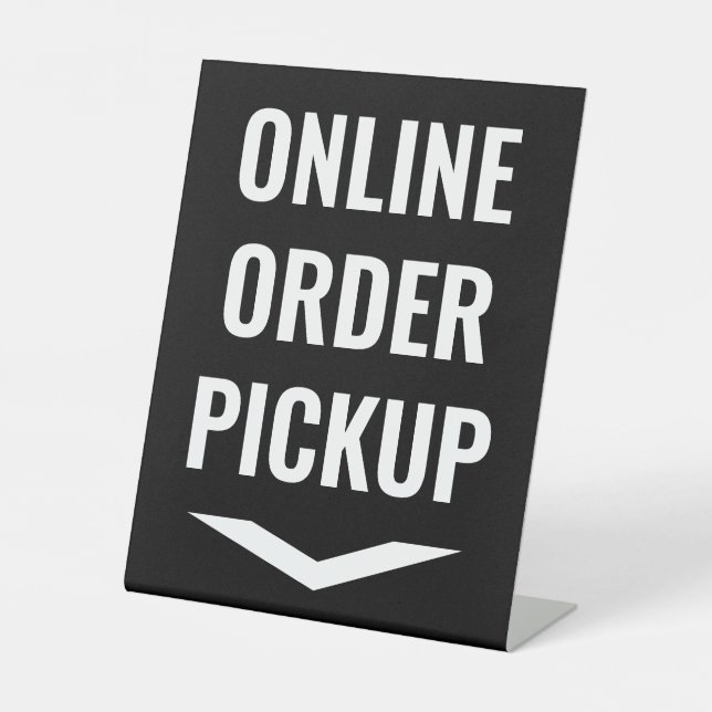 Online Order Pickup Black Pedestal Sign (Front)