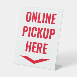 Online Pickup Here White Pedestal Sign