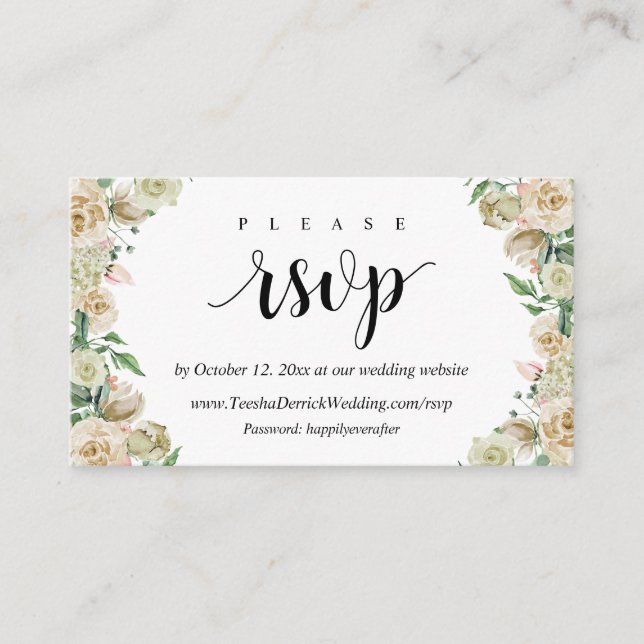 Online RSVP, Modern Dusk Florals  Enclosure Card (Front)