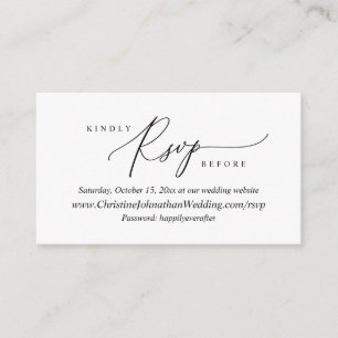 Online RSVP, Modern Simple Black script Enclosure  Card