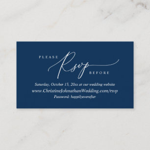 Online RSVP, Modern Simple Navy Blue calligraphy E Enclosure Card