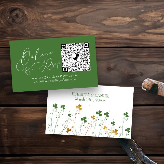 Online RSVP QR Code Shamrock Wildflower Wedding Enclosure Card (QR Code Online RSVP enclosure card from my Shamrock Wildflower wedding collection)