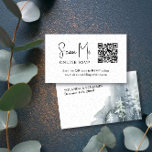 Online RSVP QR Code Snow Forest Winter Wedding Enclosure Card<br><div class="desc">Custom QR Code online rsvp and/or wedding website enclosure card. Design features watercolor winter snow forest and delicate leaves in a colour palette of dusty blue, slate blue, blue grey and white. It is personalized in modern handwritten lettering and classic elegant typography. Perfect for winter season, holiday wedding or Christmas...</div>