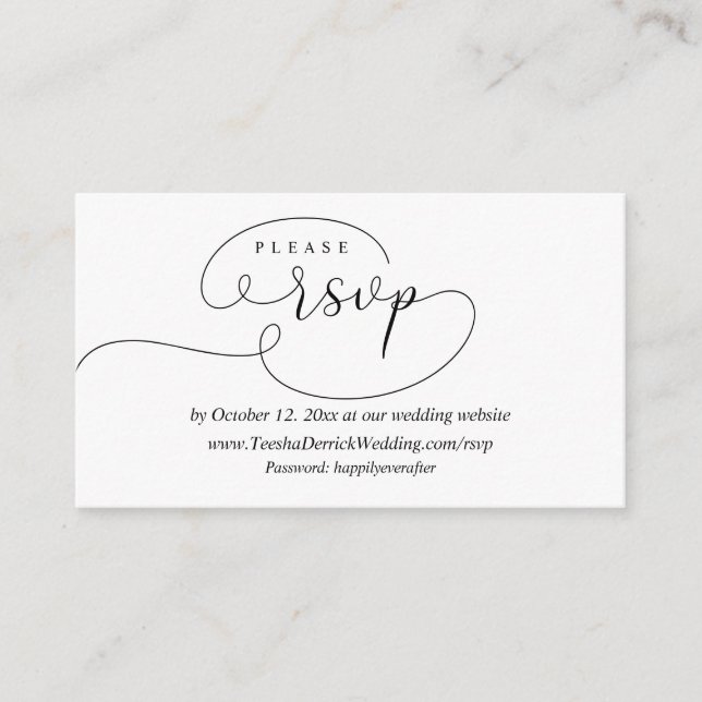 Online RSVP Reply, Modern Wedding Enclosure Card (Front)