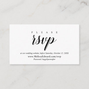 Online RSVP website, Modern Classy Minimalist  Enclosure Card