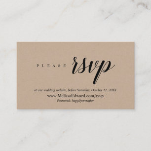 Online RSVP website, Rustic Brown Kraft Enclosure Card