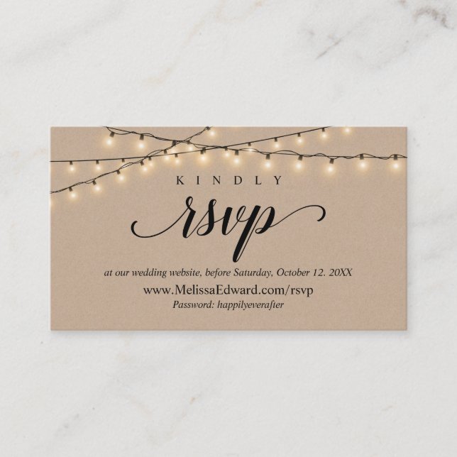 Online RSVP website, String Lights Kraft Enclosure (Front)