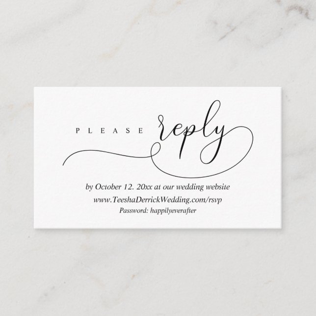 Online RSVP Wedding Reply, Modern Minimalist Enclosure Card (Front)