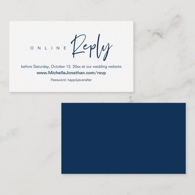 Online RSVP, Wedding website, Password, Reminder E Enclosure Card (Front/Back)