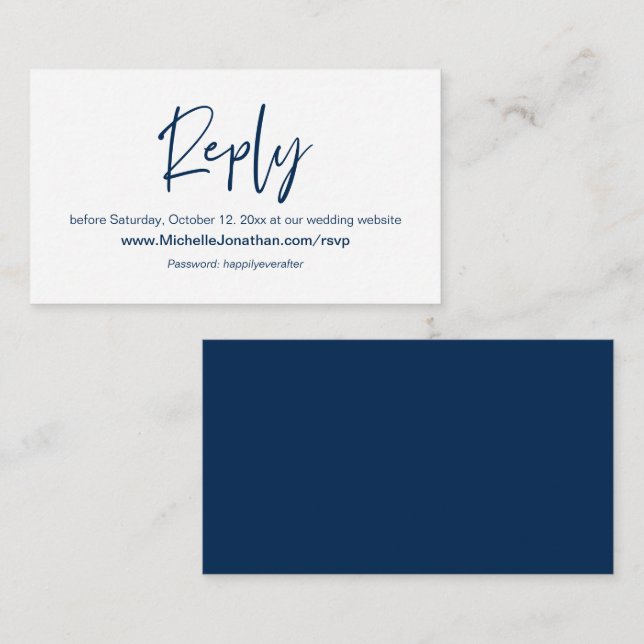 Online RSVP, Wedding website, Password, Reminder E Enclosure Card (Front/Back)