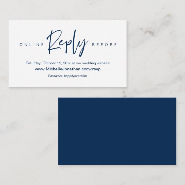 Online RSVP, Wedding website, Password, Reminder E Enclosure Card (Front/Back)