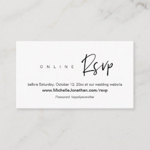 Online RSVP, Wedding website, Password, Reminder Enclosure Card