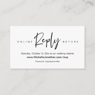 Online RSVP, Wedding website, Password, Reminder Enclosure Card