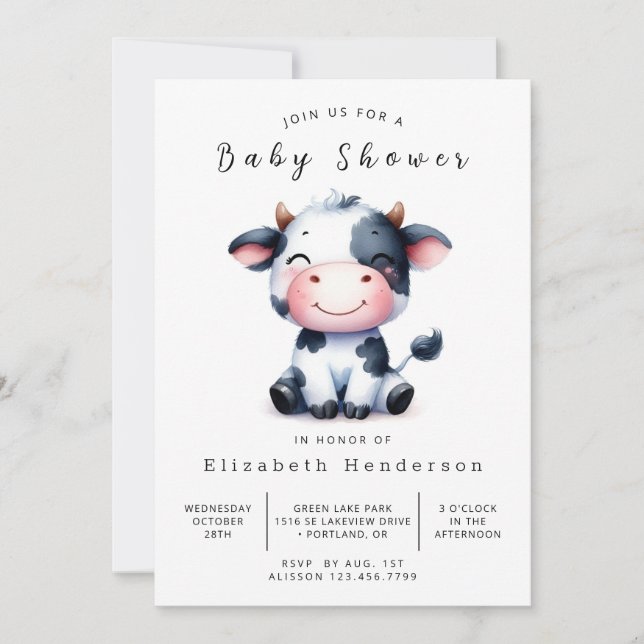 Online Rustic Barn Cow Baby Shower Invitation (Front)