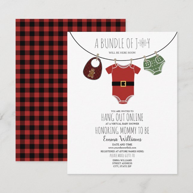 Online Santa Christmas Baby Shower Invitation (Front/Back)