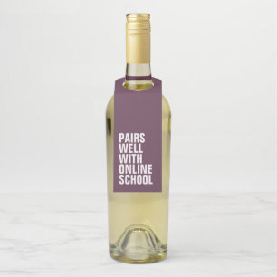 Online school funny distance learning bottle tag