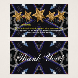 Online Seller five star rating feedback card