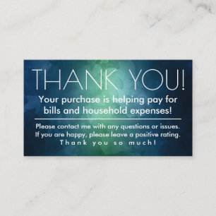 Online Seller Store Thank You Business Card Insert