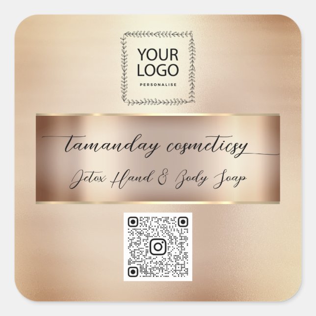 Online Shop QRCode Logo Photo Product Rose Skinny Square Sticker (Front)