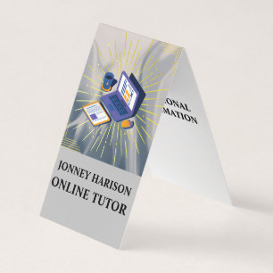 Online Tutor Educator Mentor Coach Silver Grey Business Card