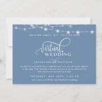 Online Virtual Wedding Dusty Blue, String Lights
