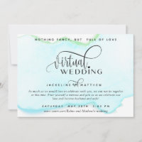 Online Virtual Wedding, Turquoise Green Watercolor