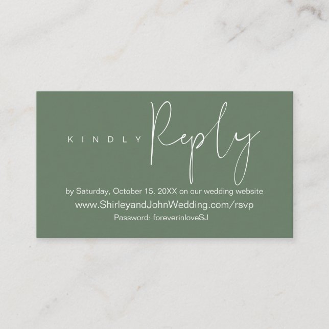 Online Wedding Celebration RSVP, Modern Minimalist Enclosure Card (Front)