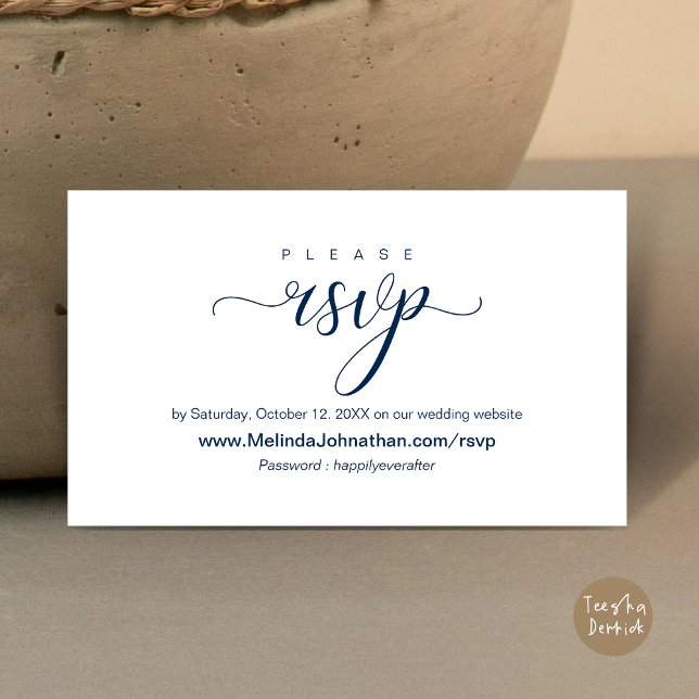 Online Wedding RSVP respond, elegant Enclosure Card (Online Wedding RSVP respond, elegant Enclosure Card, Navy Blue)