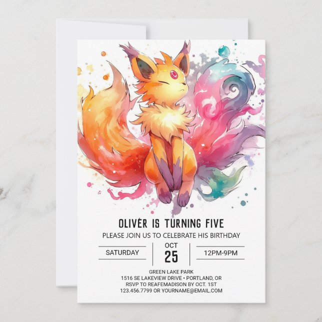 Online Whimsical Fox Birthday Invitation (Front)