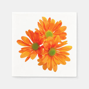 Only 3 Gerbera Daisy Blossoms + your text & ideas Napkin