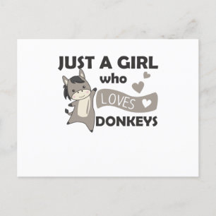 Only A Girl Loves The Donkey - Sweet Donkey Postcard