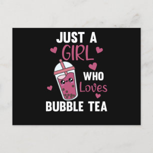 Only A Girl The Bubble Tea Loves Purple Kawaii Postcard